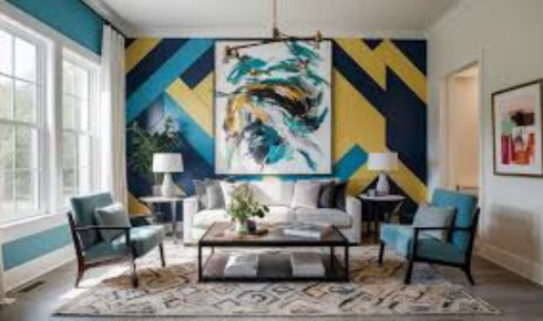 How can choosing a slightly darker colour for lower walls and lighter for upper walls help in busy rooms